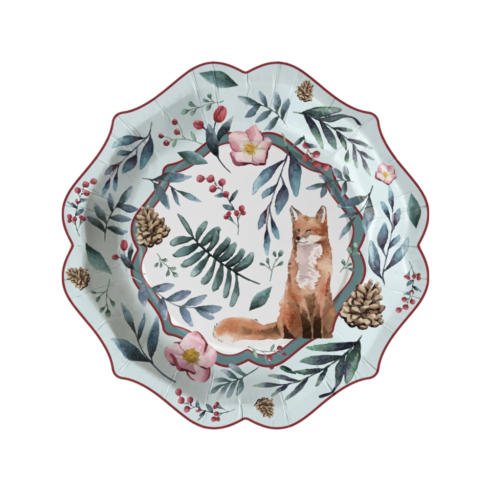 Winter Fox Kağıt Tabak 23 cm 12'li Paket
