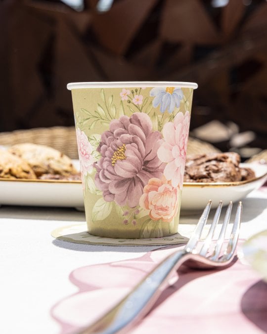 Peony bardak, şakayık desenli kağıt bardak