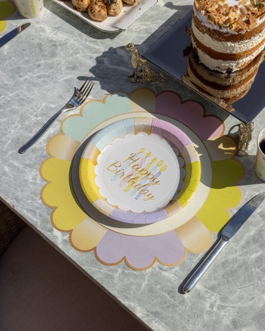 Birthday tabak, Happy Birthday yazılı pastel kağıt tabak